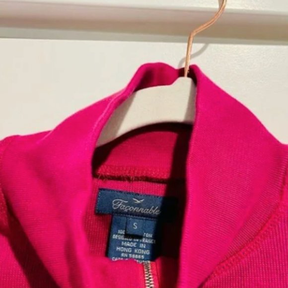 Faconnable Sweater Zipped Cardigan Jacket Deep Pink SZ SMALL NEW! - Picture 7 of 16
